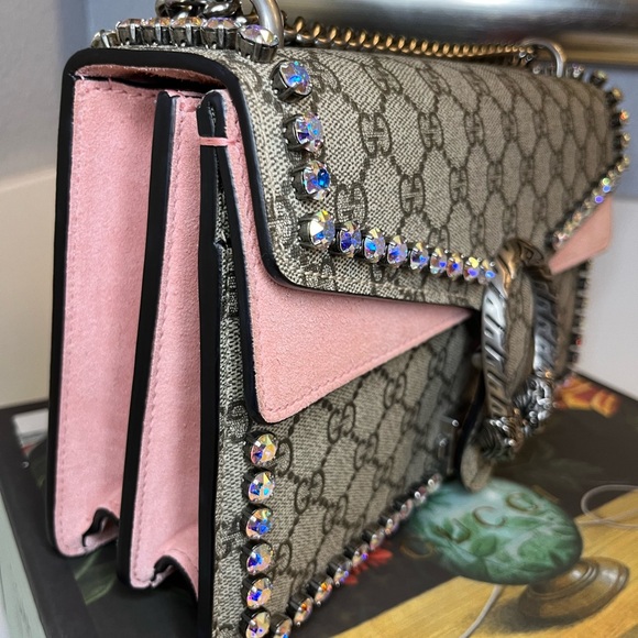 🎀 GUCCI DIONYSUS GG SUPREME CRYSTAL SHOULDER BAG - Picture 6 of 17